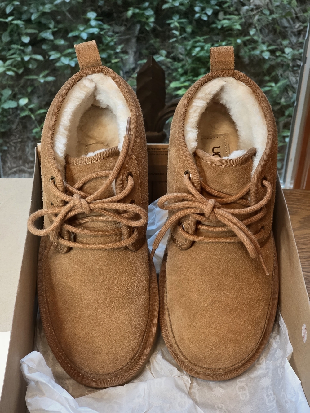 UGG NEUMEL Chestnut Suede Shearling-Lined Chukka Boots Sz 8